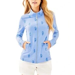 Lilly Pulitzer Bennett Zip Pineapple Popover Sweatshirt in Blue Size XXS
